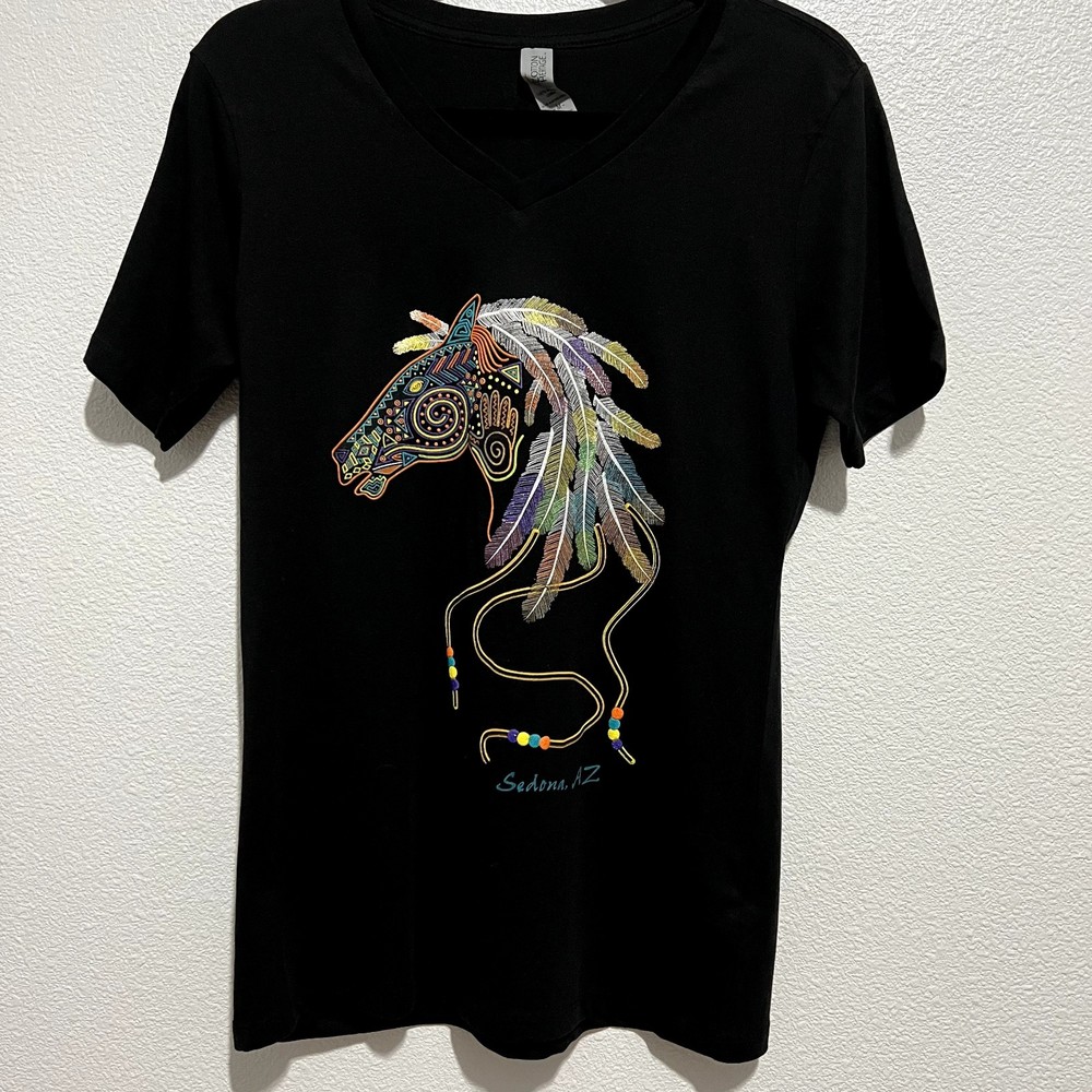 NATIVE AMERICAN RAINBOW HORSE WITH FEATHERS SEDONA, AZ SHIRT - YOUTH MEDIUM NWOT